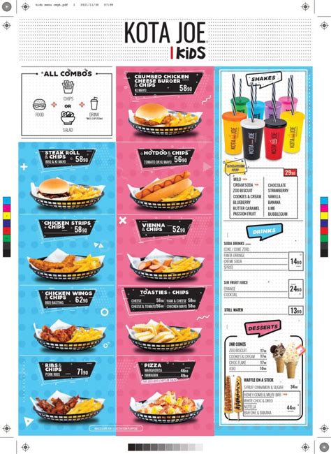 Kota Joe Menu and Prices South Africa