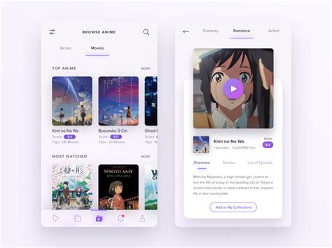 Light Version - Anime Streaming App | Mobile app design inspiration, App design inspiration ...