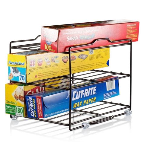 Kitchen Wrap Organizer Rack - Cabinet Organizer For Food Wrap And Foil ...