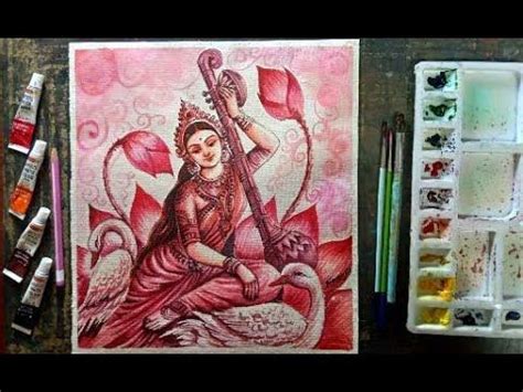 Saraswati/Maa Saraswati Drawing with Colour | Easy Step-by-Step Tutorial