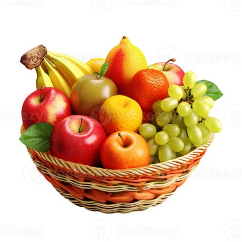 Fresh fruit basket fresh fruits basket colorful fruits green fruits transparent background ...