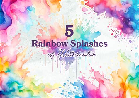 Watercolor Rainbow Splashes PNG Graphic by Loony Dream Designs ...