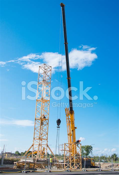 Installation Of Tower Crane On Construction Site. Stock Photo | Royalty ...