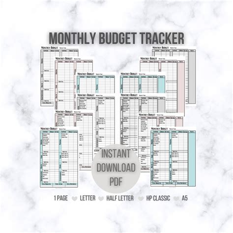 Monthly Budget Tracker, Planner Budget, Monthly Payments, Savings ...