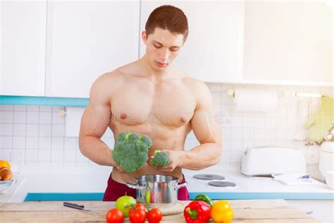 Cooking Healthy Meal Bodybuilder Man Vegetables Copyspace Eating Stock Image - Image of eating ...