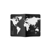 black-and-white world map, modern travel passport holder | Zazzle