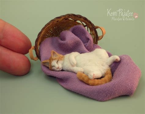 Realistic Miniature Sleeping Cat Sculpture by Pajutee on DeviantArt