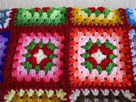 Granny Square Afghan Red Colorful Home Decor Retro Bed - Etsy