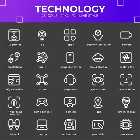 Technology icon pack with black color 11717828 Vector Art at Vecteezy