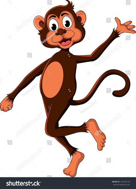 Cute Monkey Cartoon Dancing Stock Vector 126764120 - Shutterstock