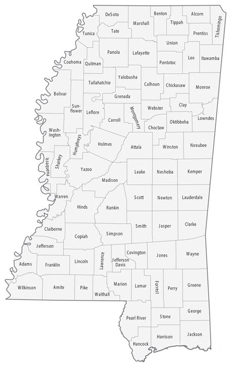 County Map Of Mississippi Counties