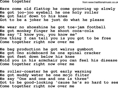 Bruce Springsteen song: Come Together, lyrics