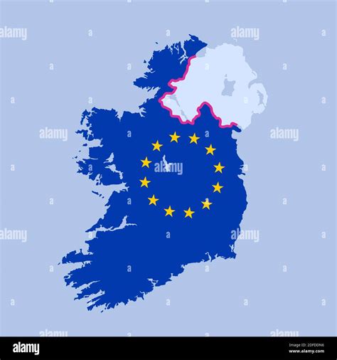 Hard border between Northern Ireland and territory of European union after Brexit. Vector ...