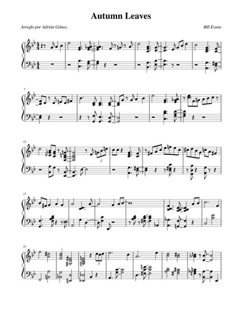 Autumn Leaves Sheet music for Piano | Download free in PDF or MIDI | Musescore.com