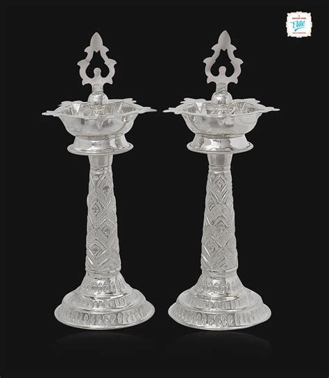 Leafy designed Silver Kuthu Vilakku -1531