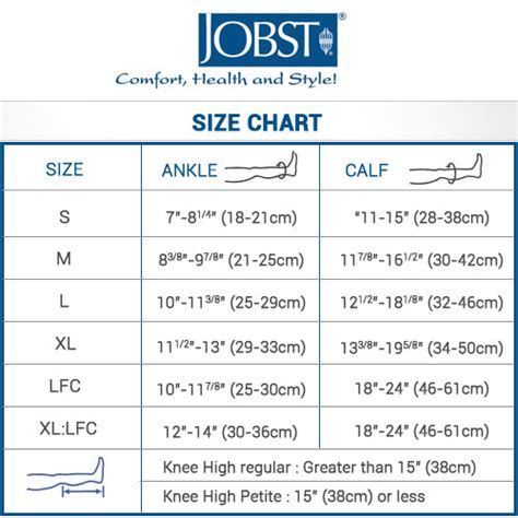 Jobst Stockings Size Chart