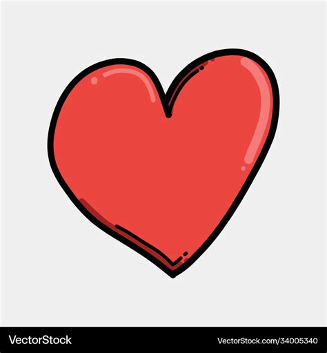 Heart color icon drawing sketch hand drawn line Vector Image