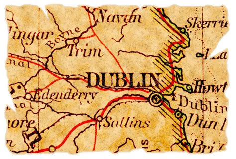 Dublin old map stock image. Image of white, city, ireland - 15977159