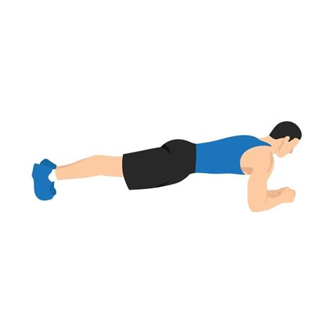 Man doing plank. abdominals exercise flat vector illustration isolated on white background ...