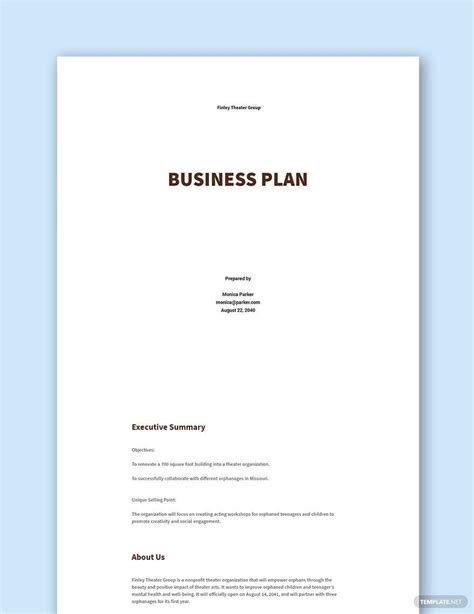 Business Plan Template For Nonprofit