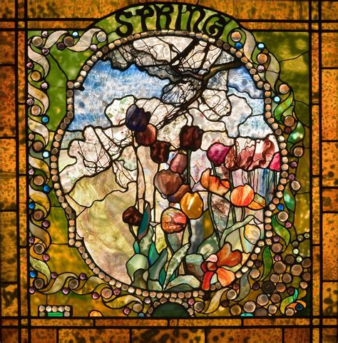 Spring panel from the Four Seasons window, c. 1899–1900. Living room, Laurelton Hall, Long ...