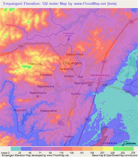 Elevation of Empangeni,South Africa Elevation Map, Topography, Contour