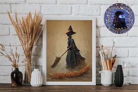 Wall Art for Witch Riding Broom Graphic by Draw Custom · Creative Fabrica