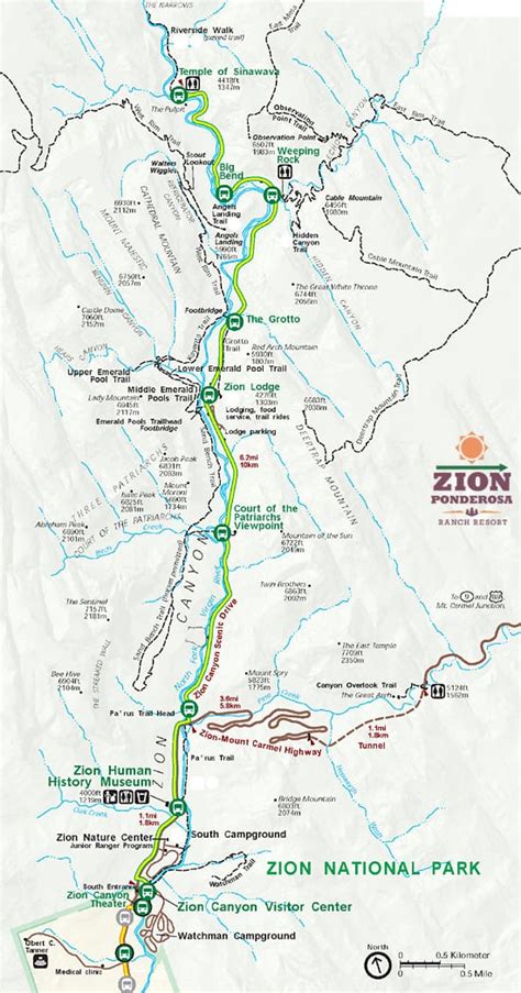 Zion National Park Map ~ AFP CV