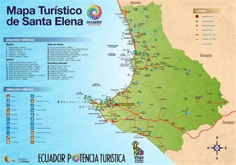 Tourist Attractions Map of Santa Elena, Ecuador - PlanetAndes