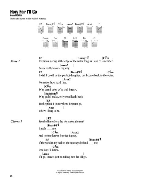 How Far I'll Go (from Moana) by Lin-Manuel Miranda - Guitar Chords ...