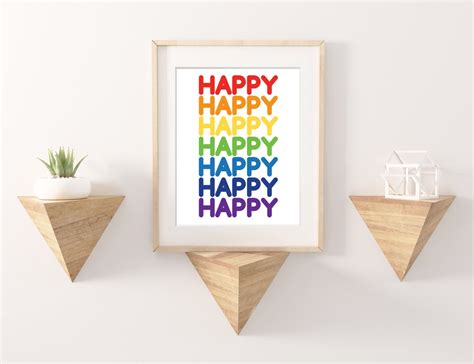 Happy Rainbow Word Art Print Colourful Playroom Wall Art | Etsy