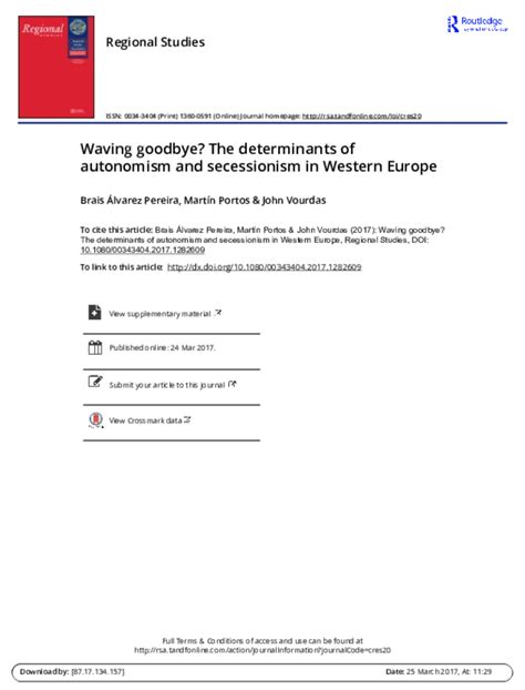 (PDF) Waving goodbye? The determinants of autonomism and secessionism in Western Europe | Martín ...