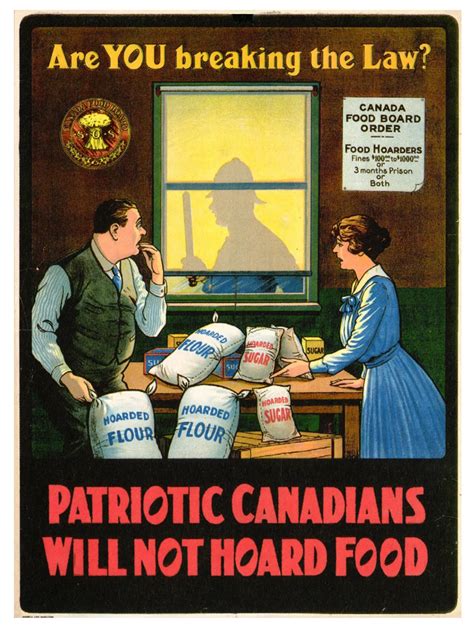 Vintage WW1 Propaganda Poster Canadian Don't Hoard Food! Classic Canvas Paintings Vintage Wall ...