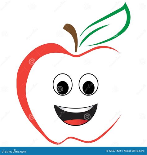 Funny and Smiling Apple Face Stock Illustration - Illustration of industry, colorful: 125271432