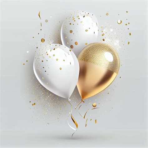 Premium Photo | A bunch of balloons with gold and white glitter and the ...