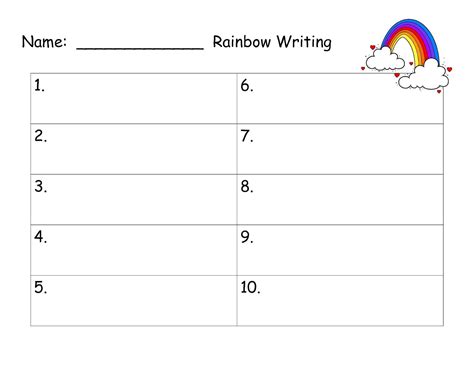 Rainbow+Writing+Spelling+Words+Template | Rainbow writing, Spelling ...