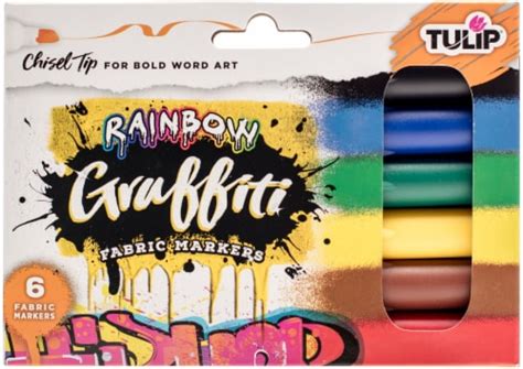 Tulip Graffiti Fabric Markers 6/Pkg-Rainbow - Chisel Tip, 1 count - Kroger