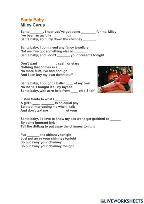 Miley cyrus - santa baby worksheet | Live Worksheets