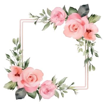 Rose Flower Bouquet Watercolor Frames, Flower Bouquet Watercolor, Pink ...