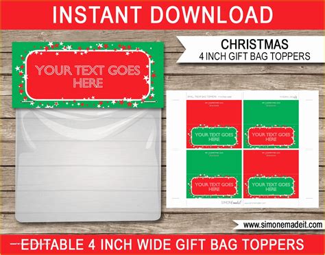 Free Printable Christmas Bag toppers Templates Of 3 Printable Christmas ...