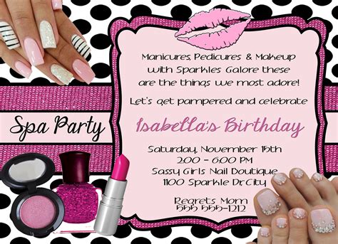 Spa Party Personalized Birthday Invitation 1 Sided, Birthday Card, Party Invitation, Spa Party ...
