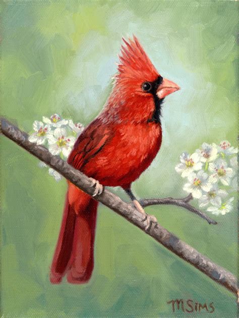 Red Cardinal bird painting Open edition print bird print