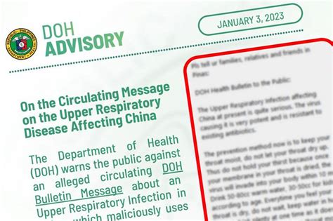 DOH disowns alleged China 'Upper Respiratory Infection' message | ABS ...