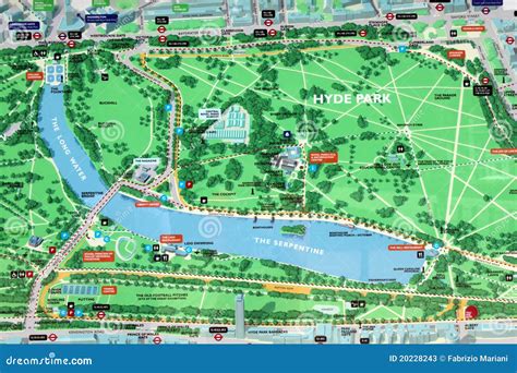 Hyde Park map sign editorial stock photo. Image of tourist - 20228243