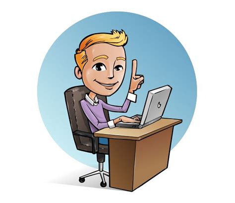 Vector character with laptop made in comics style. We have created ...