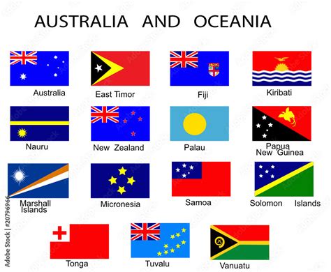 List of all flags of Australia and Oceania countries Stock Vector ...