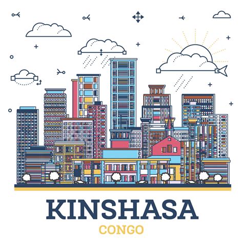 Outline Kinshasa Congo City Skyline with Modern Colored Buildings ...