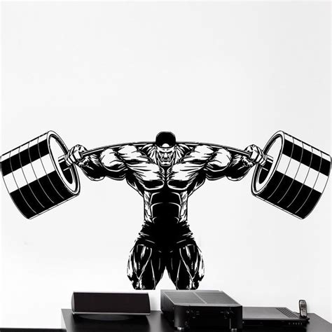 Gym Sticker Fitness Decal Bodybuilding Dumbbell Posters Name Muscle Vinyl Wall Parede Decor 19 ...