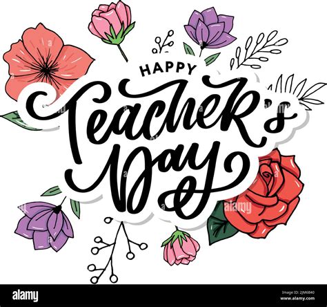 Handlettering Happy Teacher's Day. Vector illustration Great holiday gift card for the Teacher's ...