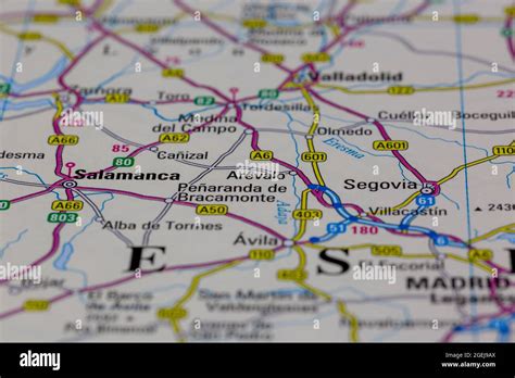 Arevalo Spain shown on a road map or Geography map Stock Photo - Alamy